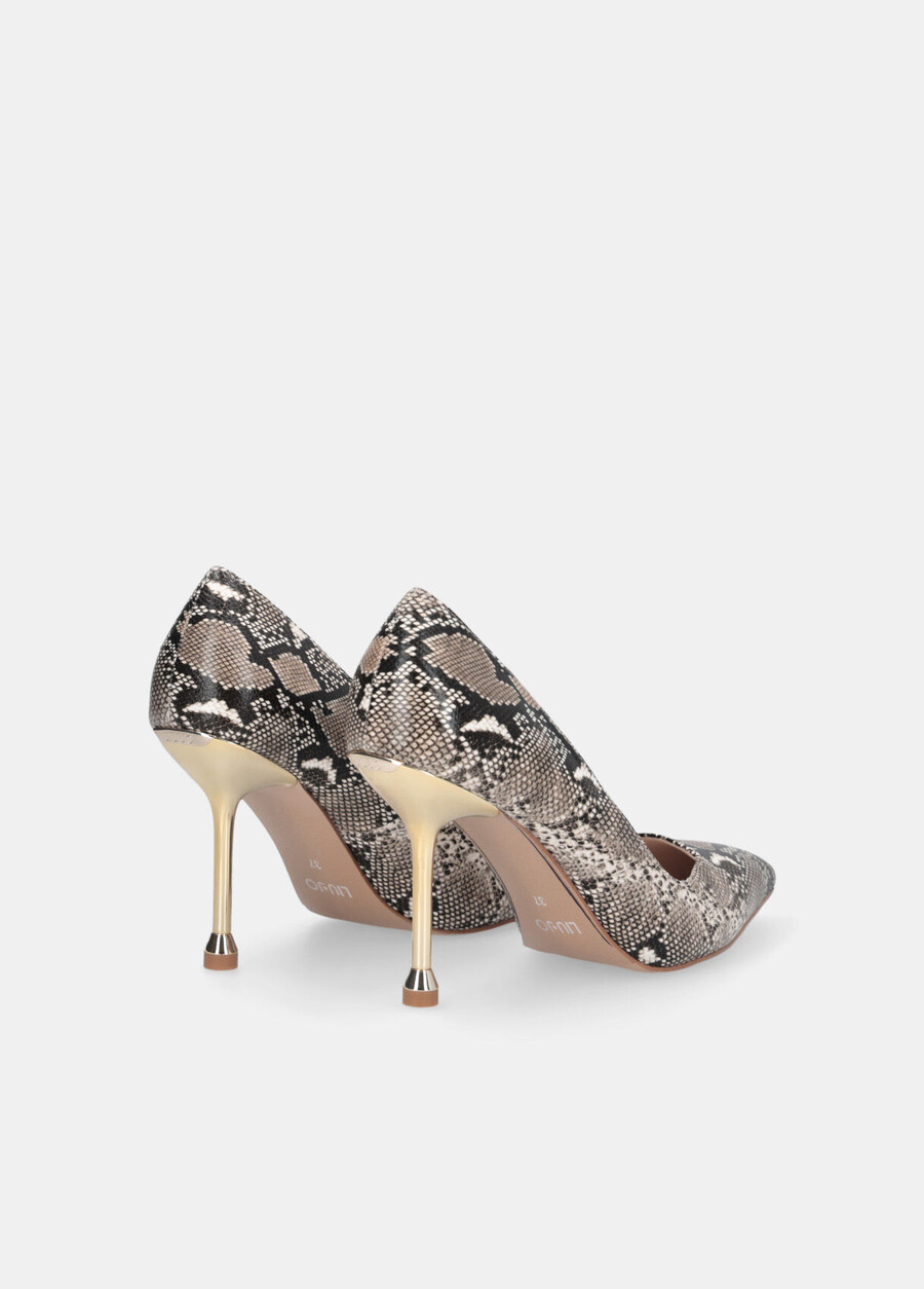 snakeskin-print court shoes
