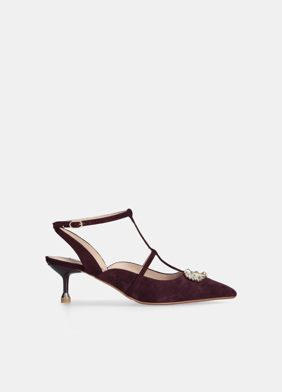 slingback shoes with bejewelled logo