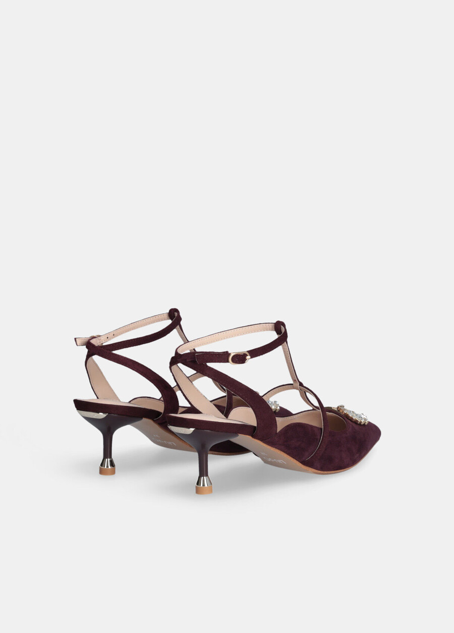 slingback shoes with bejewelled logo