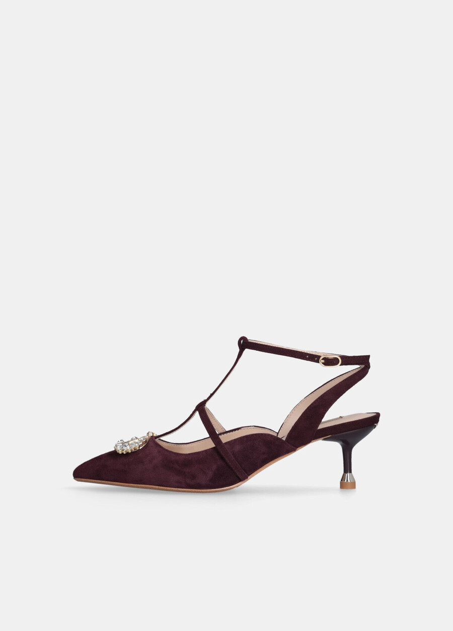 slingback shoes with bejewelled logo