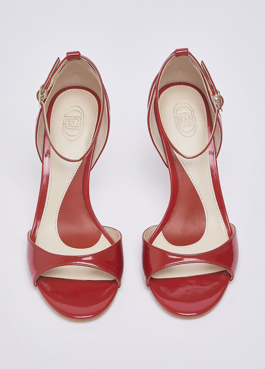 patent leather heeled sandals