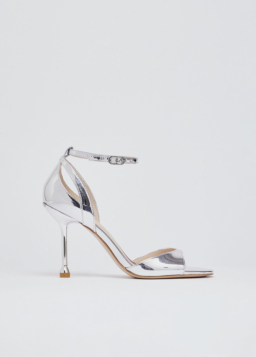 mirrored laminated heeled sandals