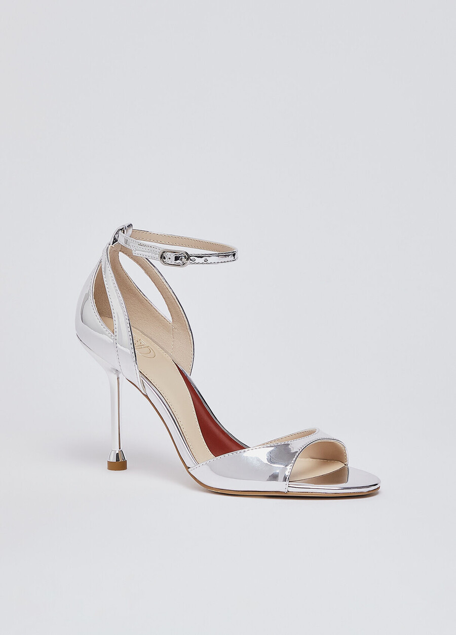 mirrored laminated heeled sandals