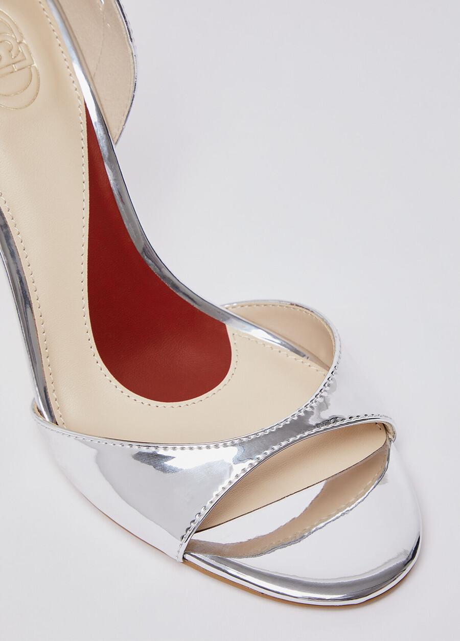 mirrored laminated heeled sandals