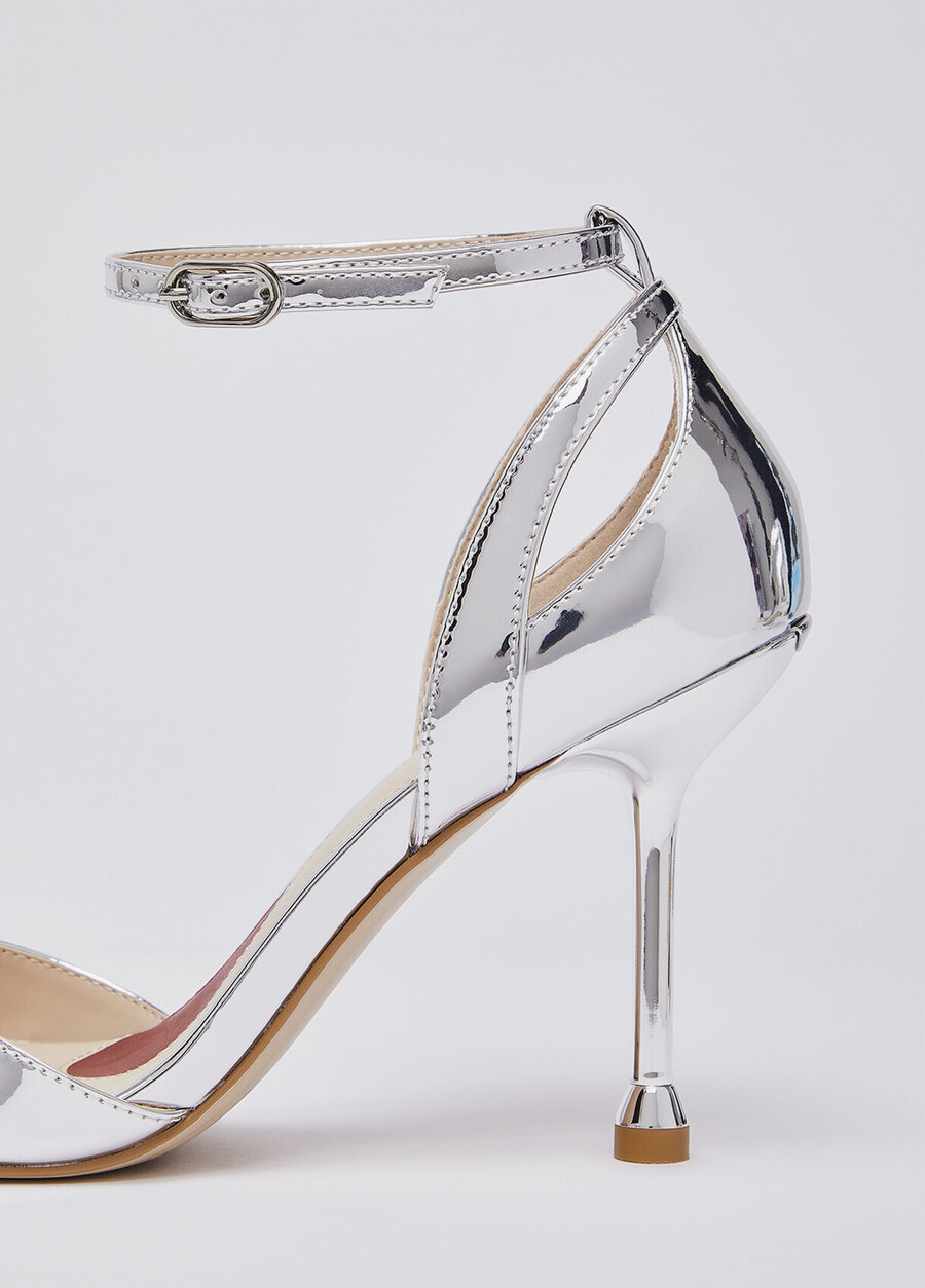 mirrored laminated heeled sandals