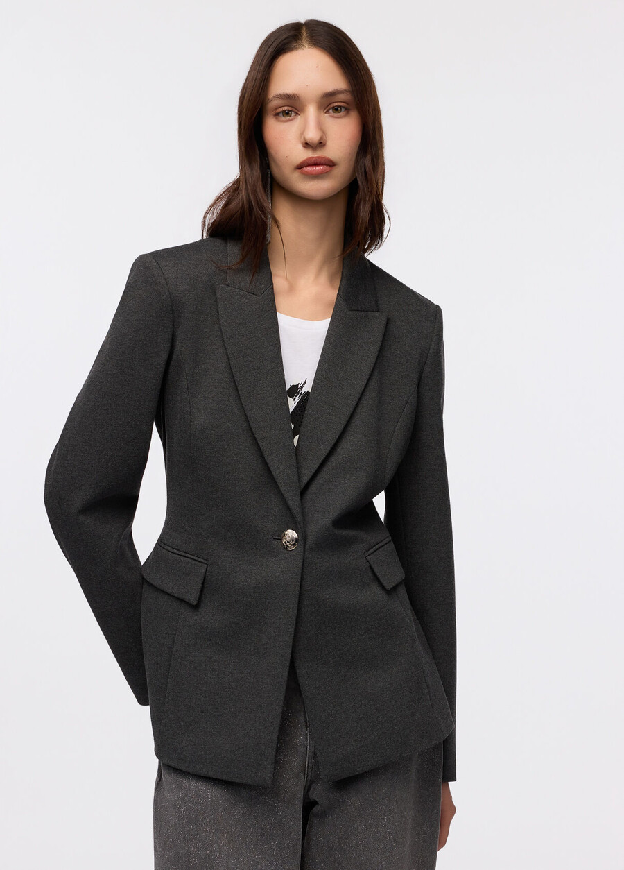 blazer with brooch detail