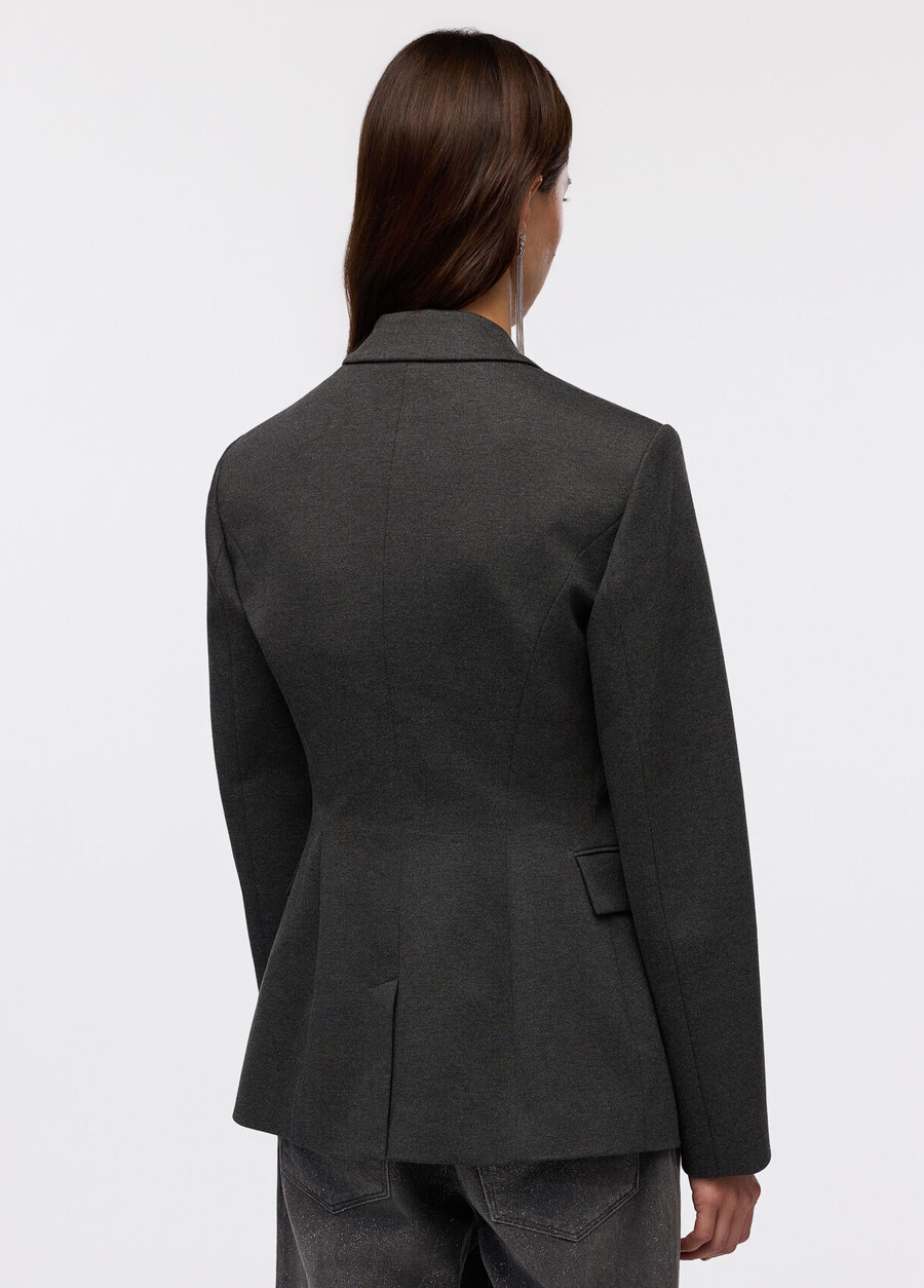 blazer with brooch detail