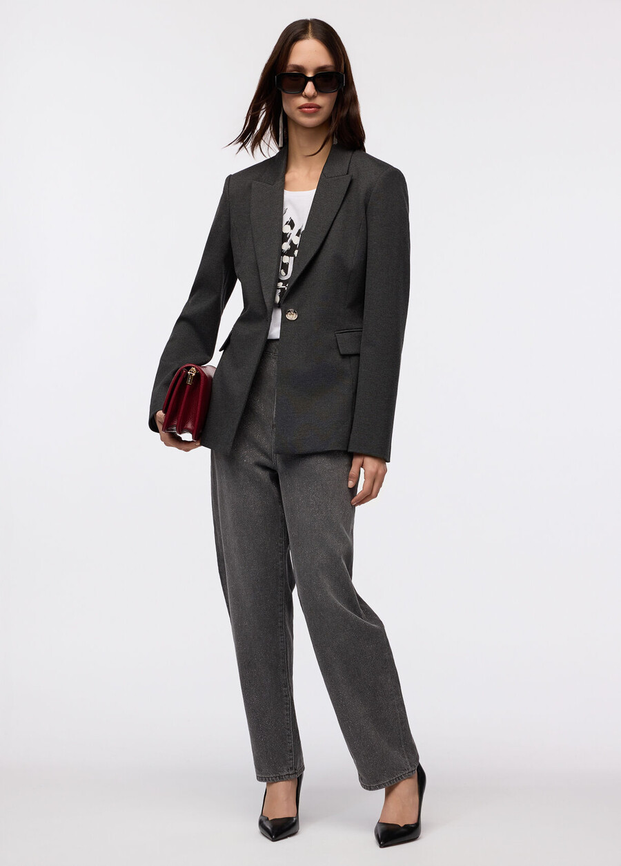 blazer with brooch detail