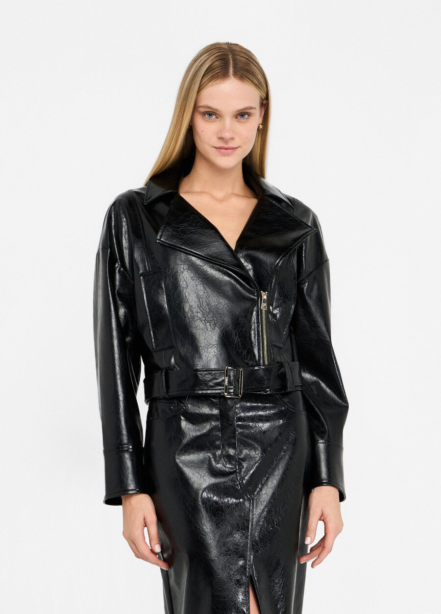 glossy biker jacket