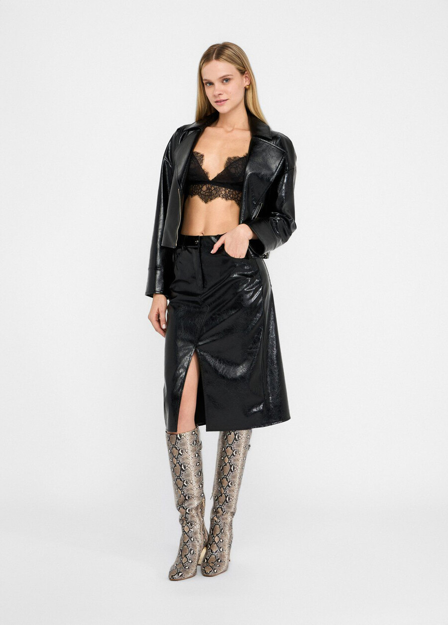 glossy biker jacket