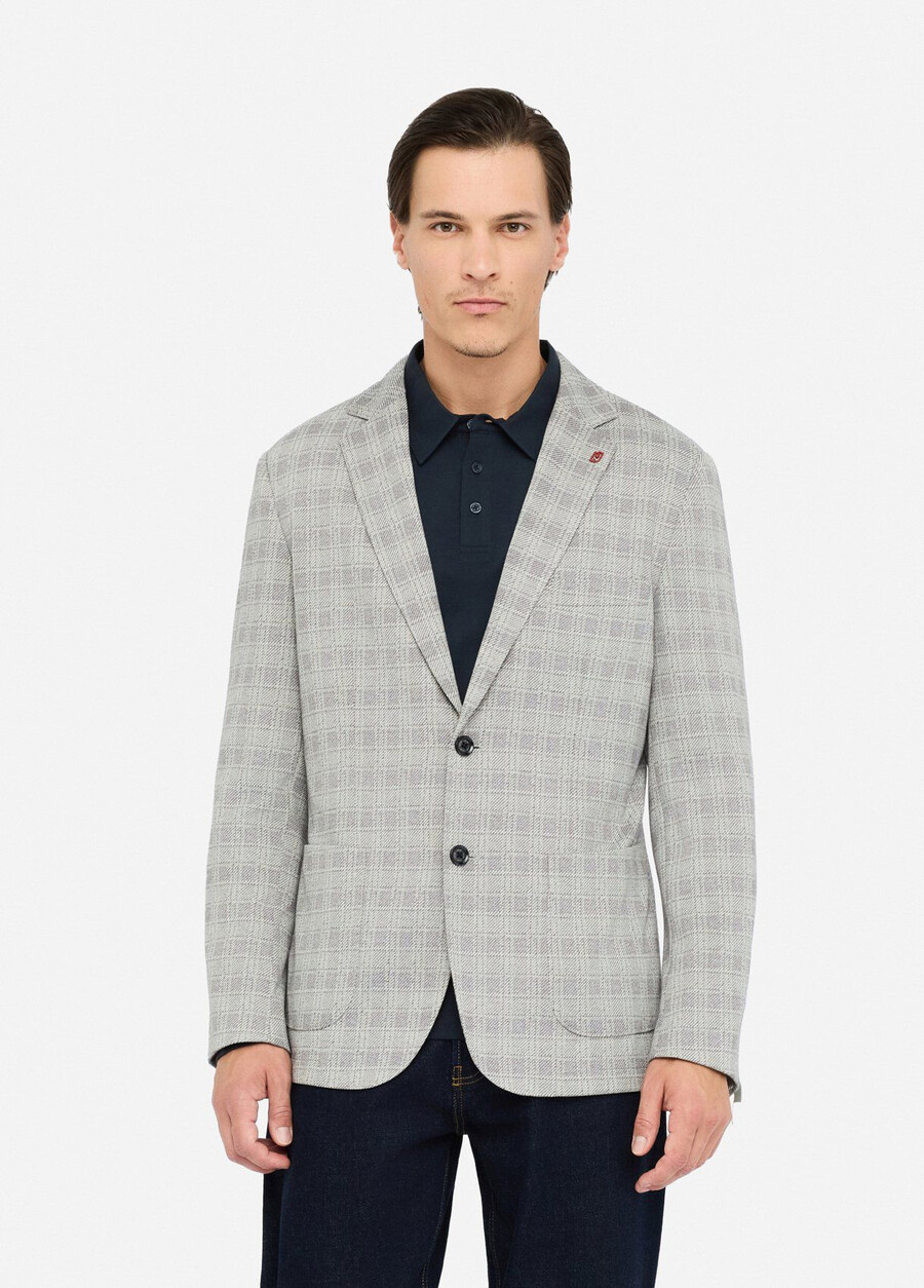 chequered jersey blazer