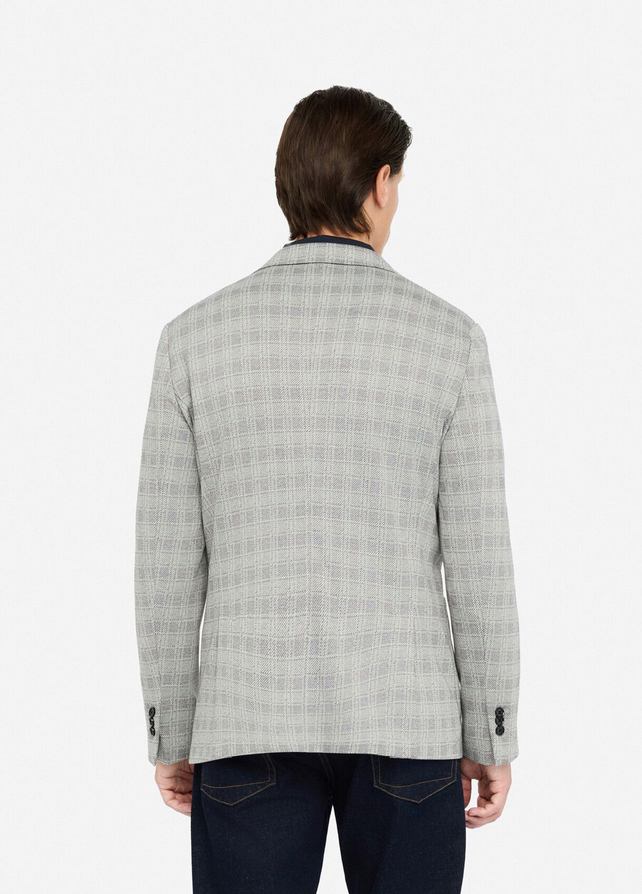 chequered jersey blazer