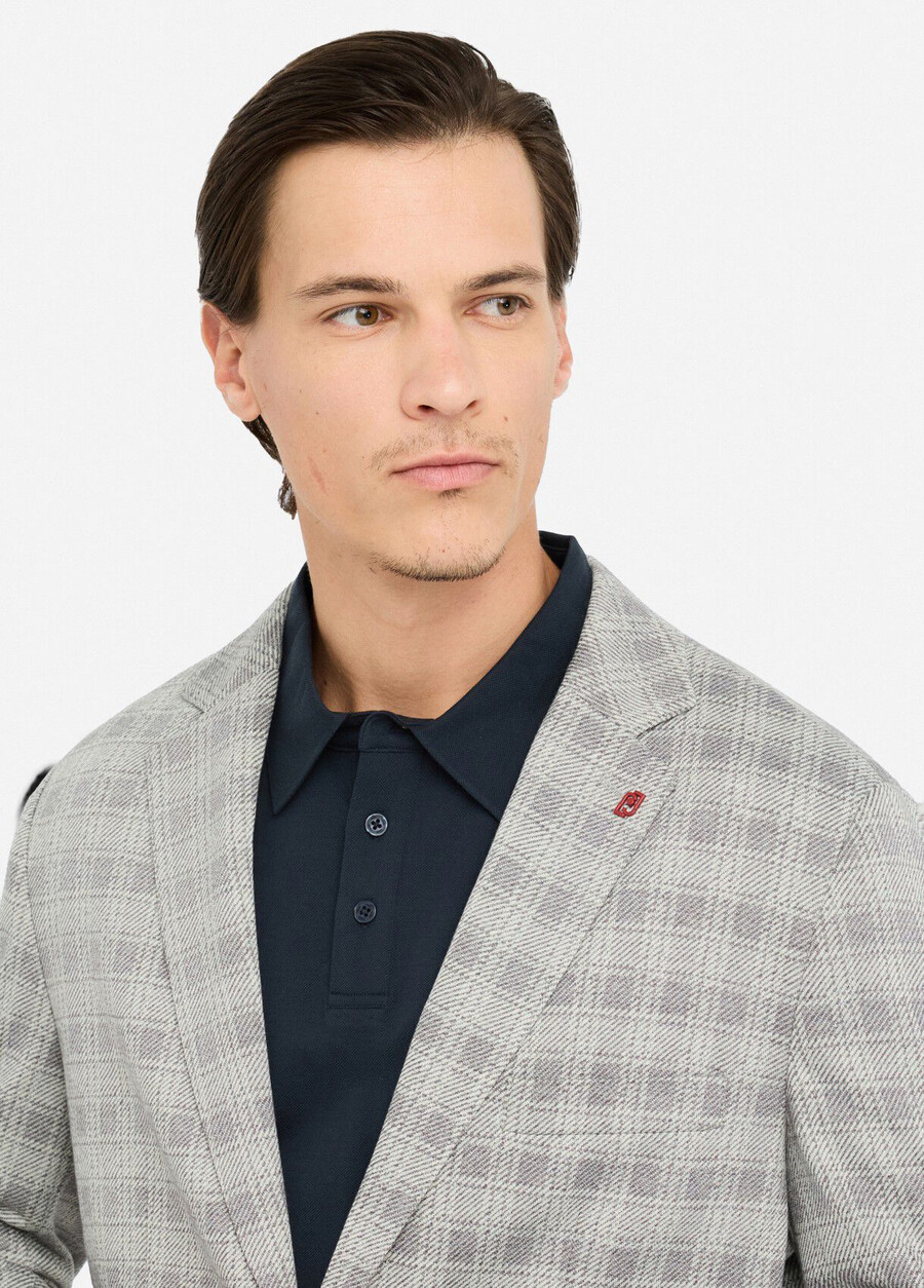 chequered jersey blazer