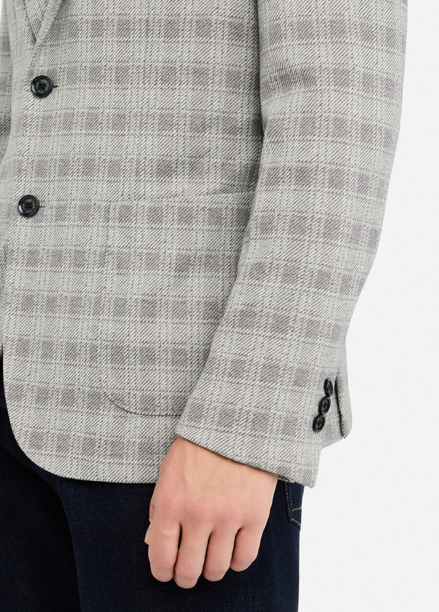 chequered jersey blazer