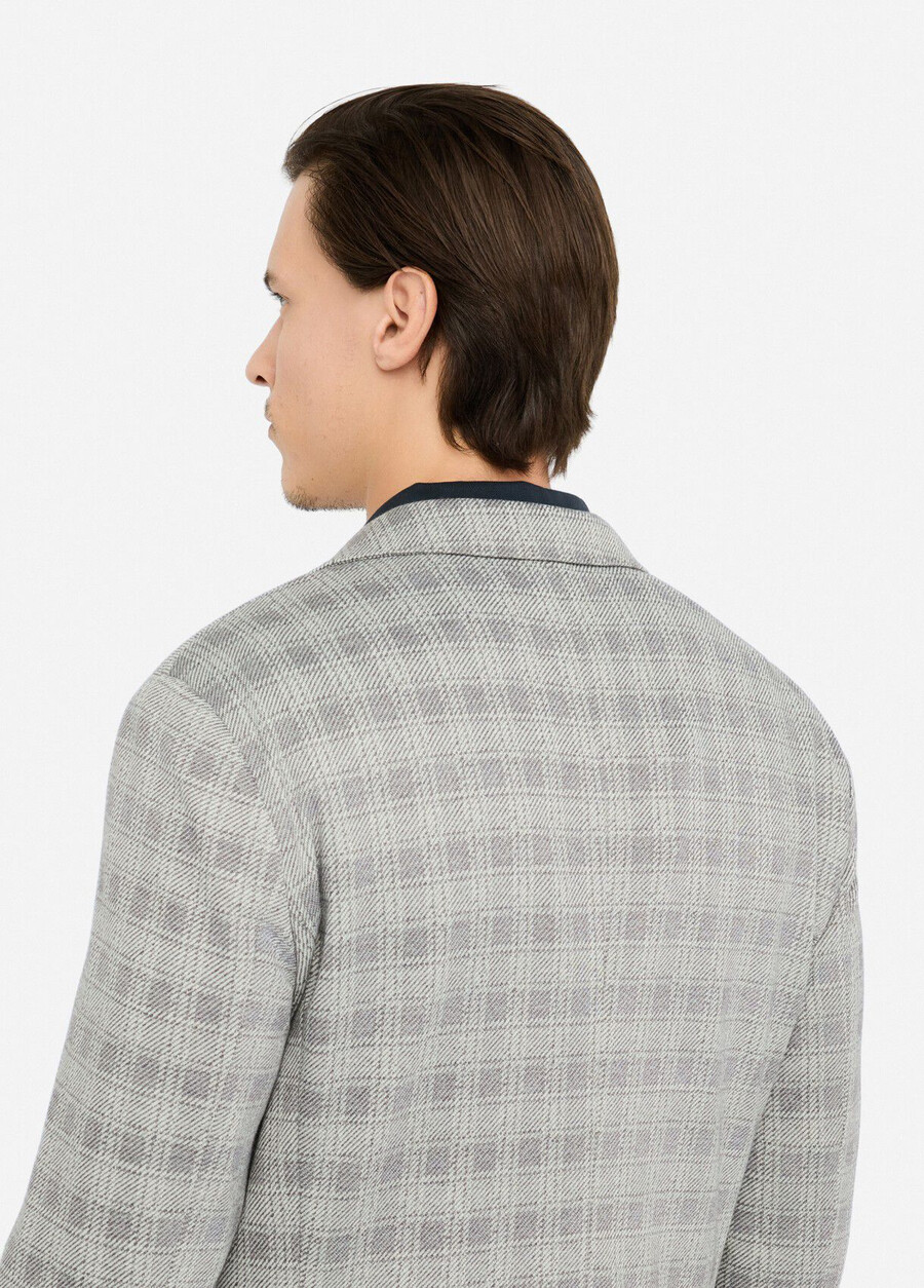chequered jersey blazer