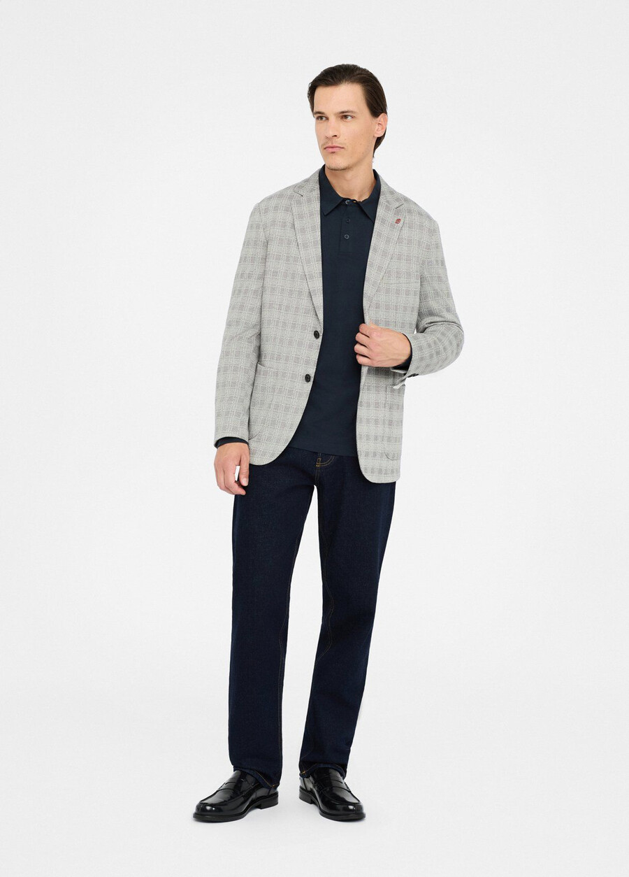 chequered jersey blazer