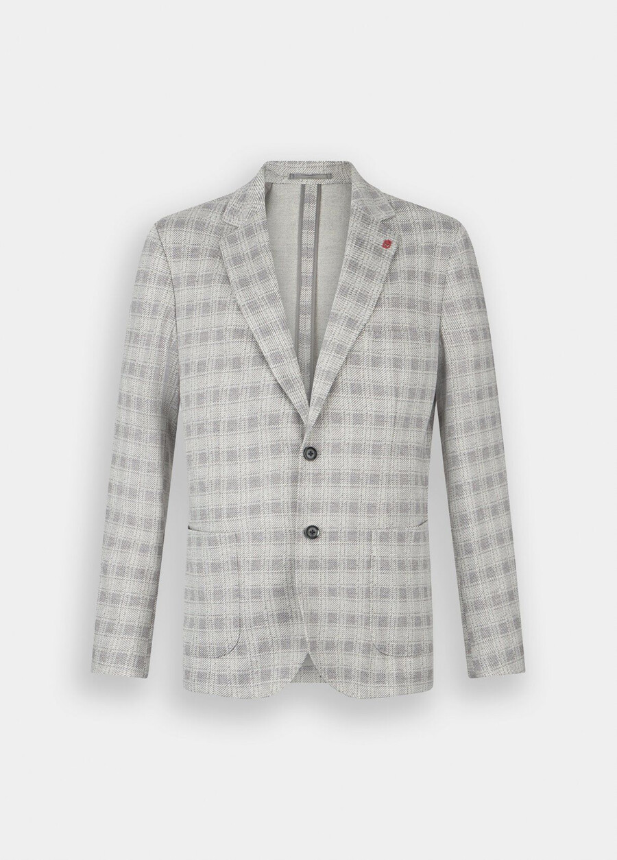 chequered jersey blazer