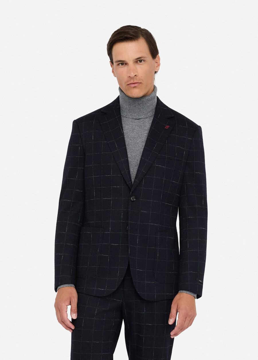 wool and cotton chequered blazer