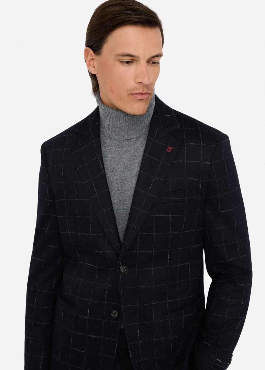 wool and cotton chequered blazer