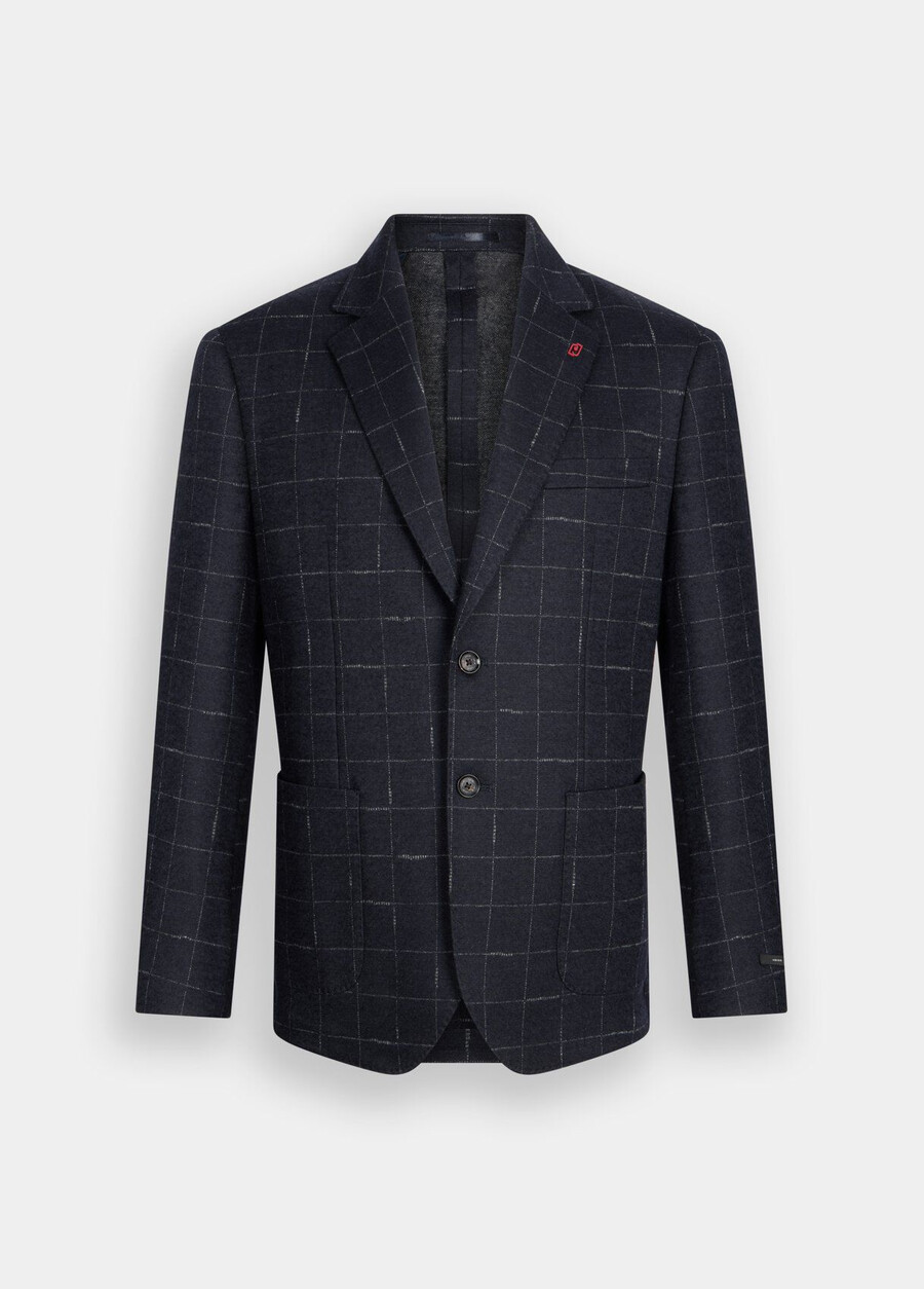 wool and cotton chequered blazer