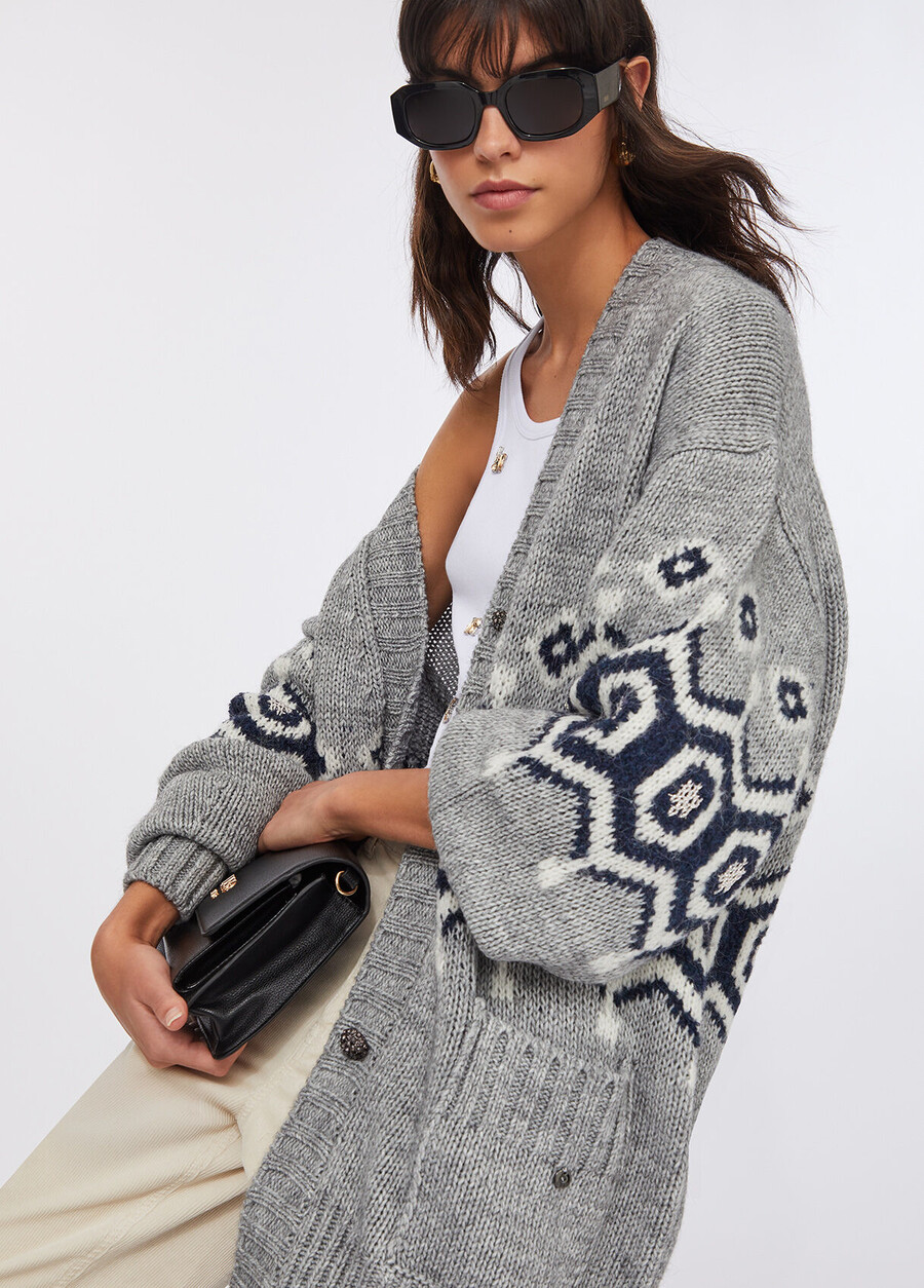 alpaca and wool jacquard cardigan
