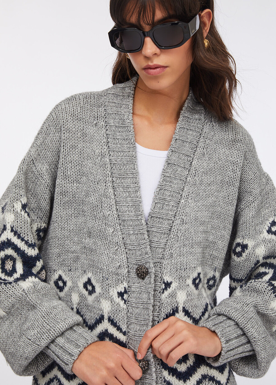 alpaca and wool jacquard cardigan