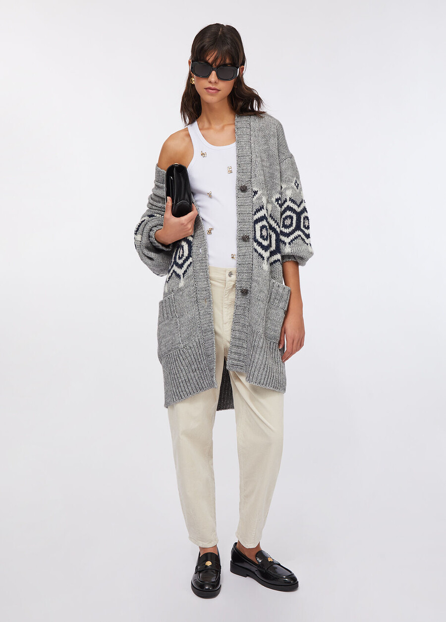 alpaca and wool jacquard cardigan