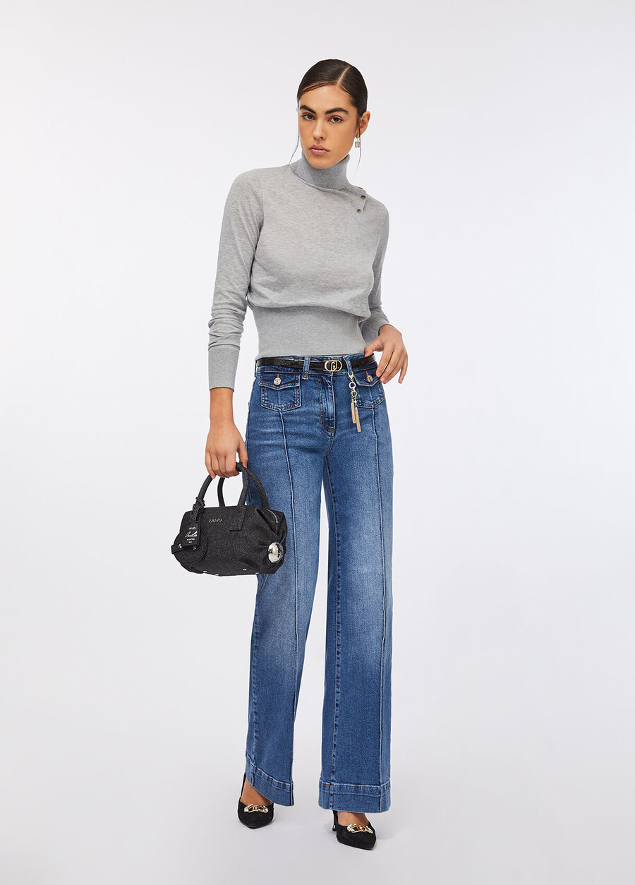 cotton and cashmere polo-neck