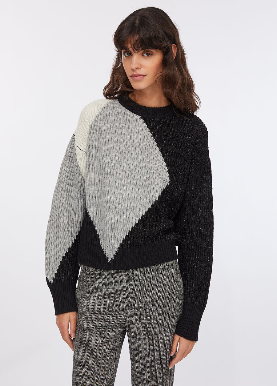 wool sweater with inlays