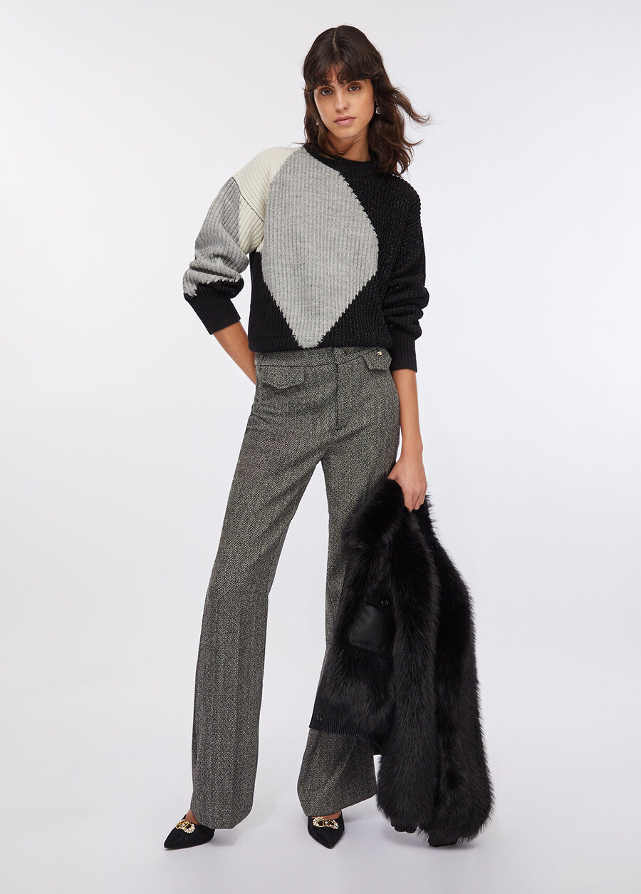 wool sweater with inlays
