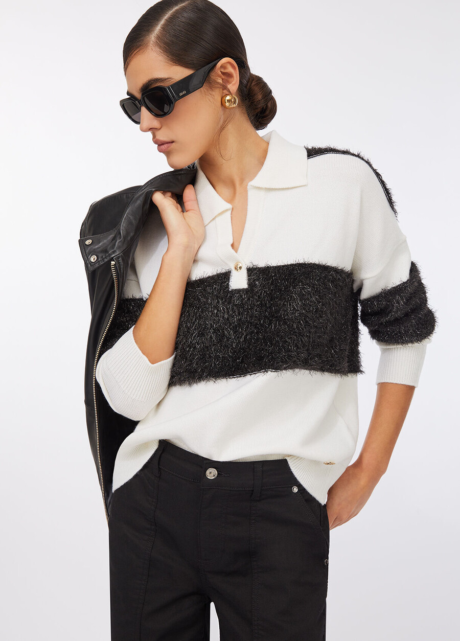 striped wool polo
