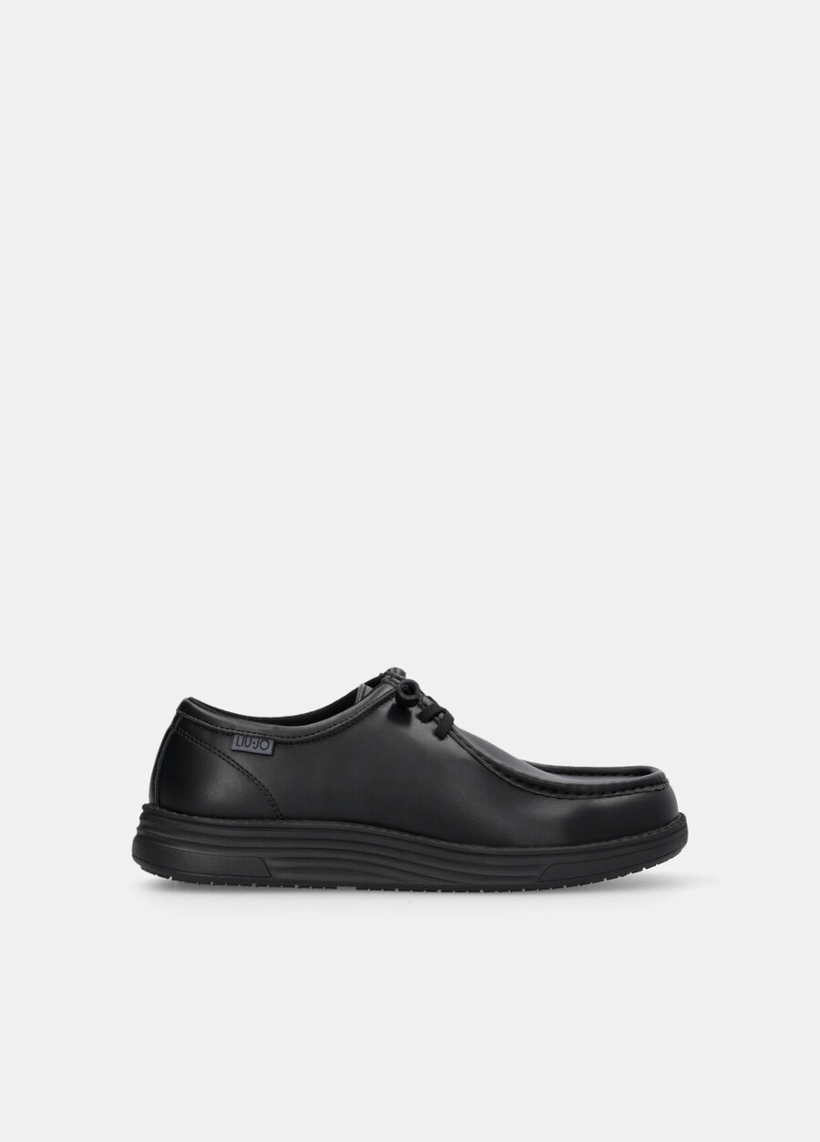 laced leather loafers