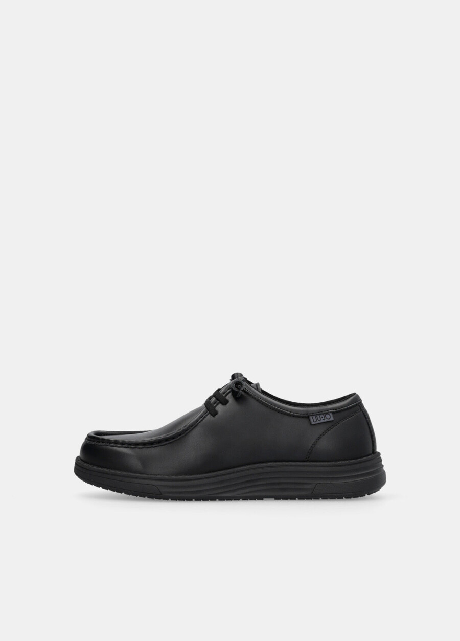 laced leather loafers