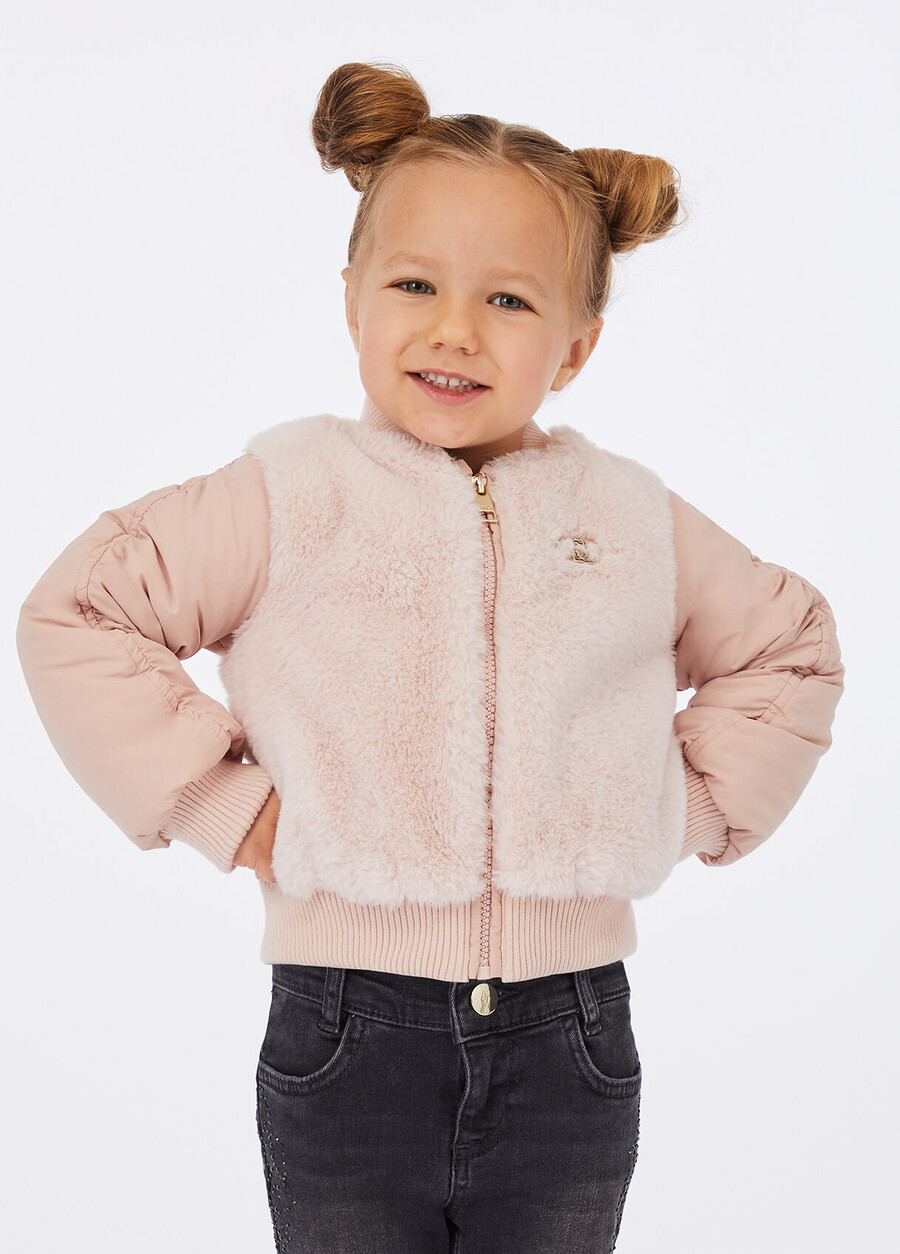 bomber jacket with faux fur inserts