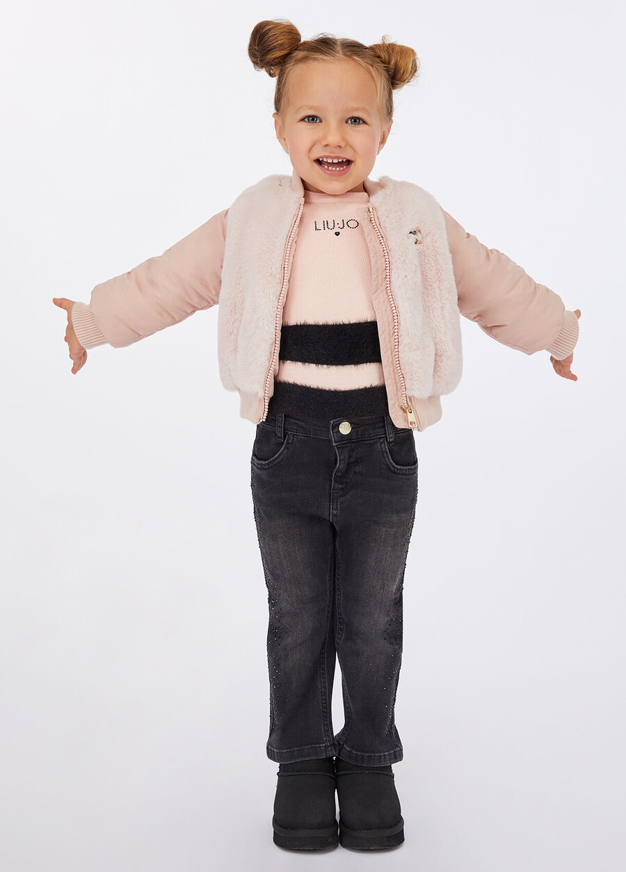 bomber jacket with faux fur inserts