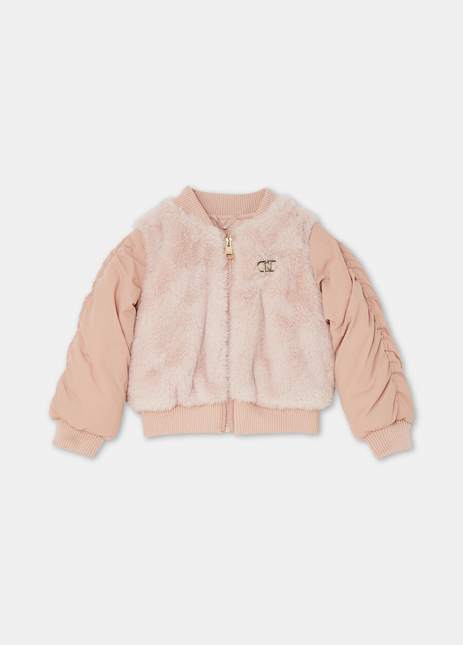 bomber jacket with faux fur inserts