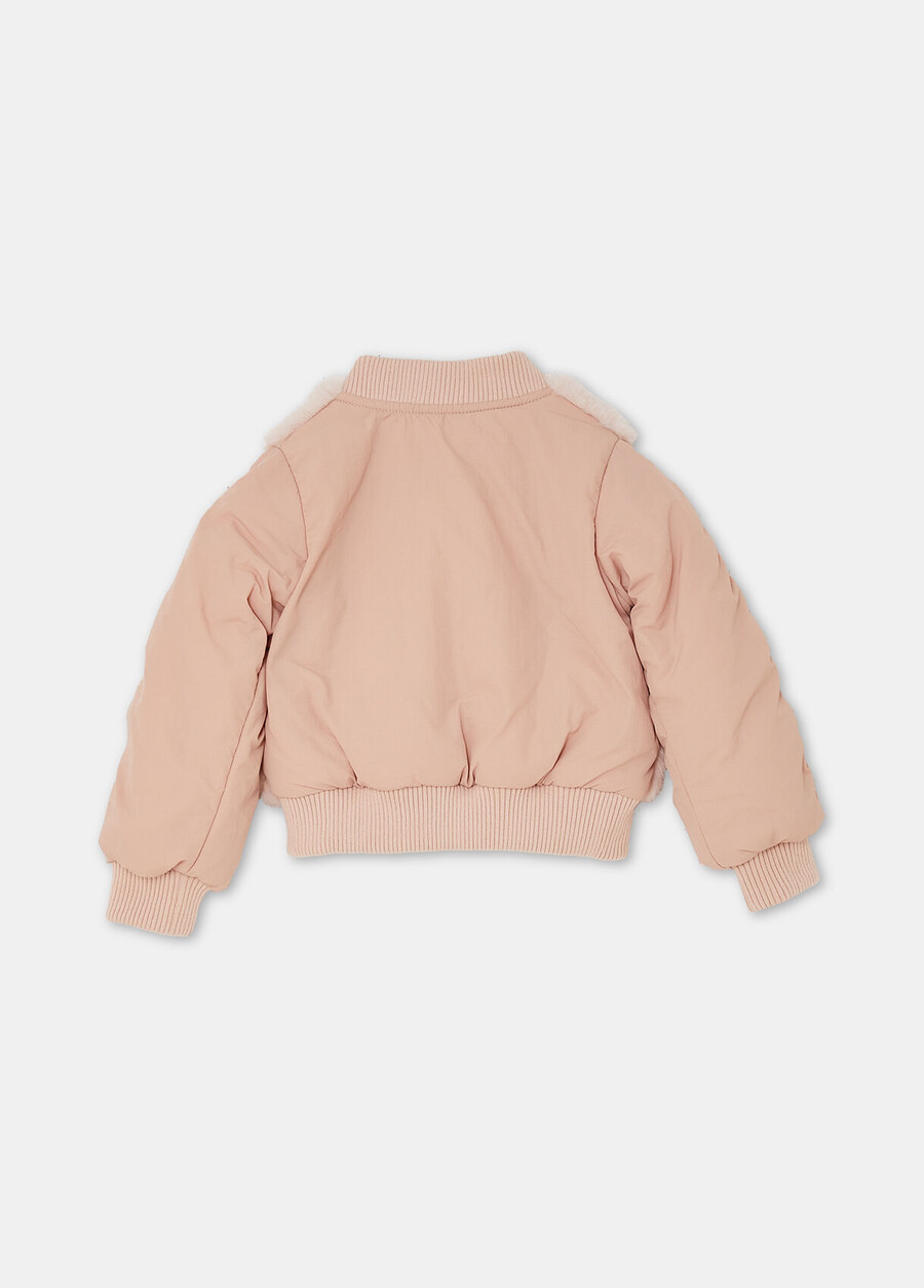 bomber jacket with faux fur inserts