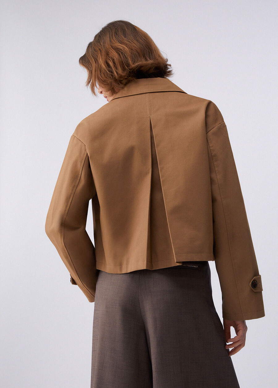 short gabardine trench coat