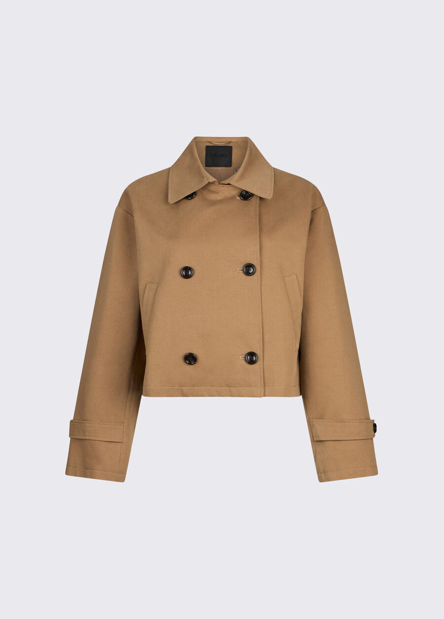 short gabardine trench coat