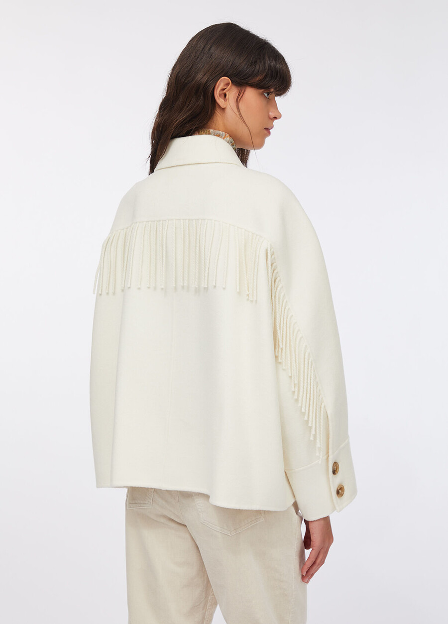 wool pea coat with fringes