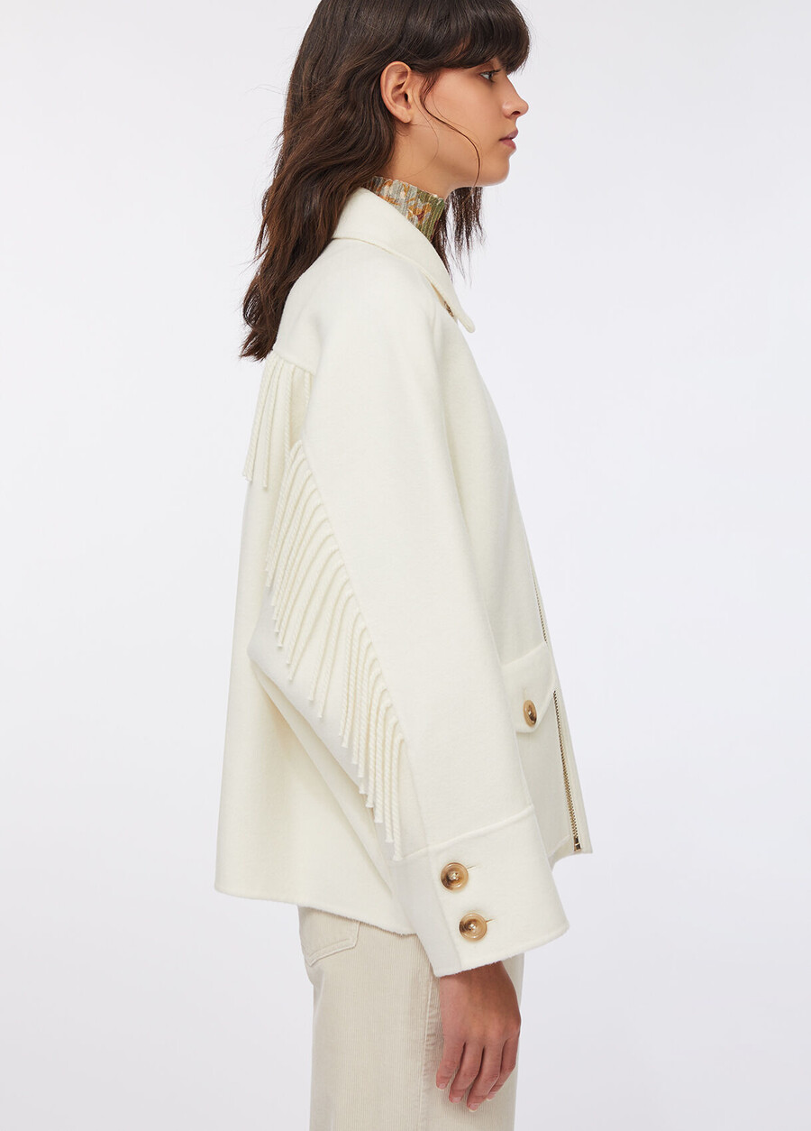 wool pea coat with fringes