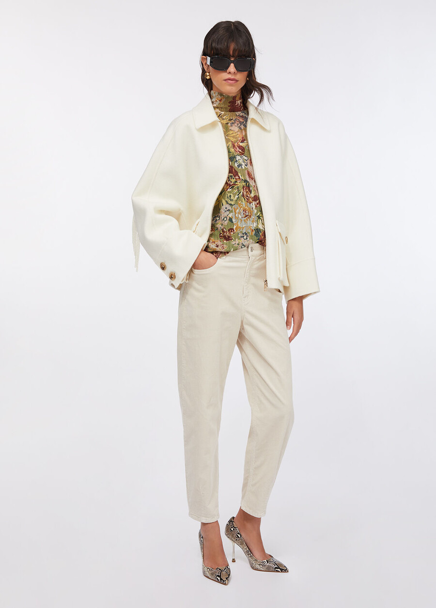 wool pea coat with fringes