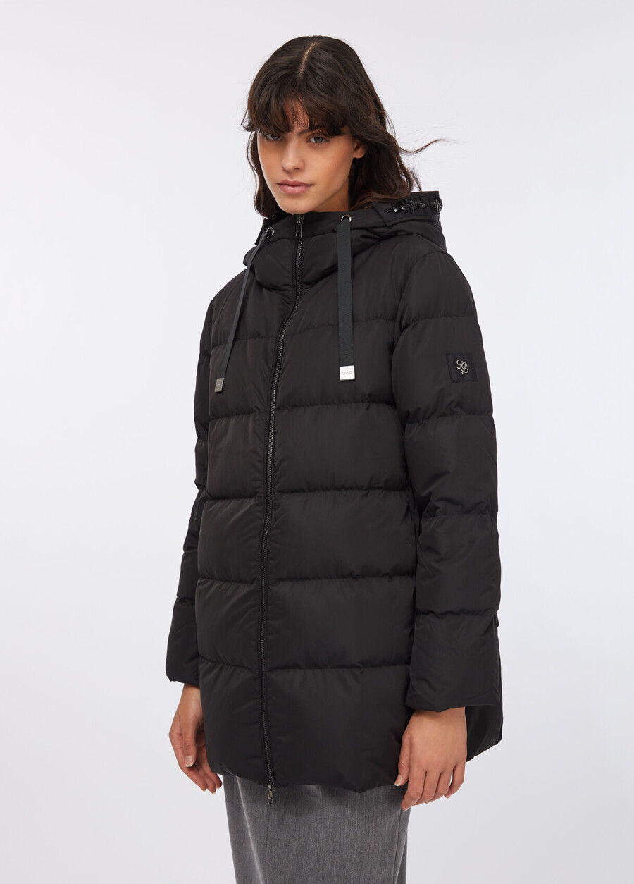 down jacket with bejewelled embroidery