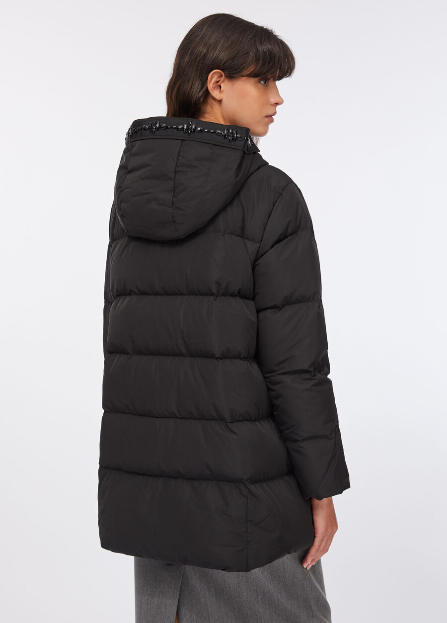 down jacket with bejewelled embroidery