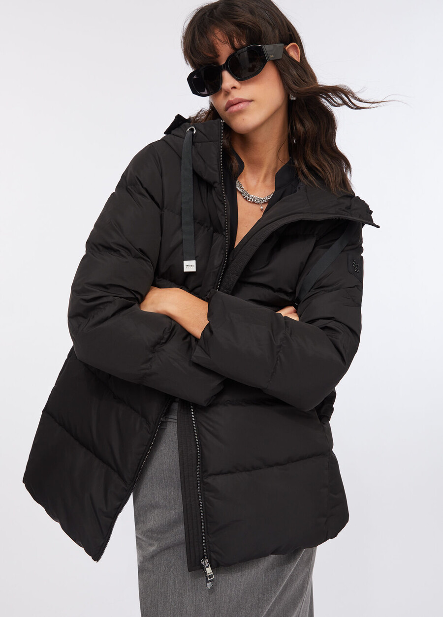 down jacket with bejewelled embroidery