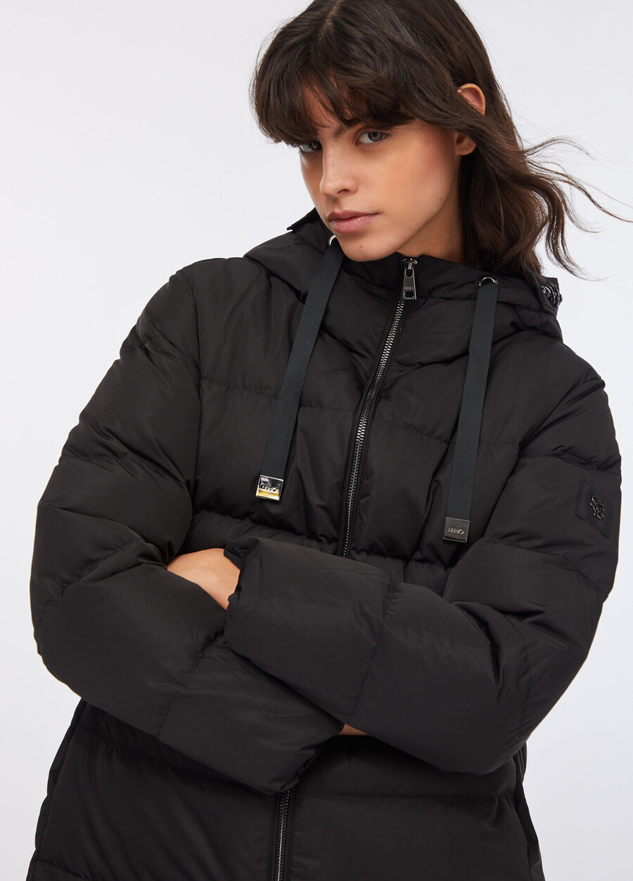 down jacket with bejewelled embroidery