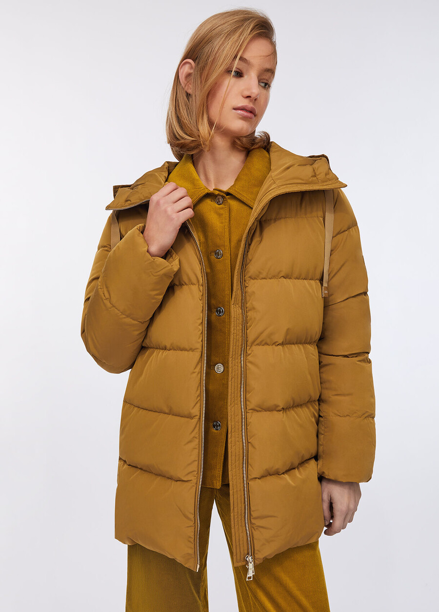 down jacket with bejewelled embroidery