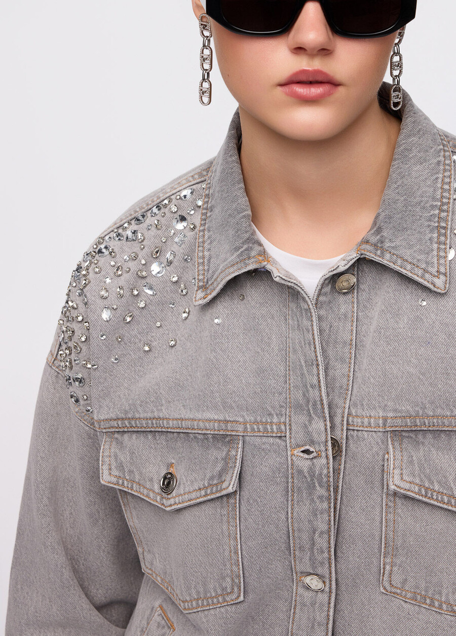 denim jacket with rhinestones