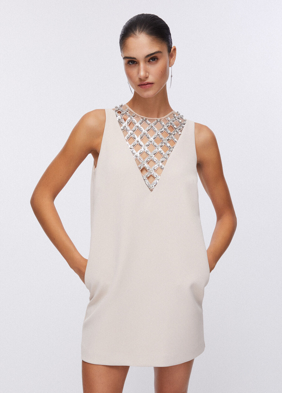 short dress with bejewelled embellishment