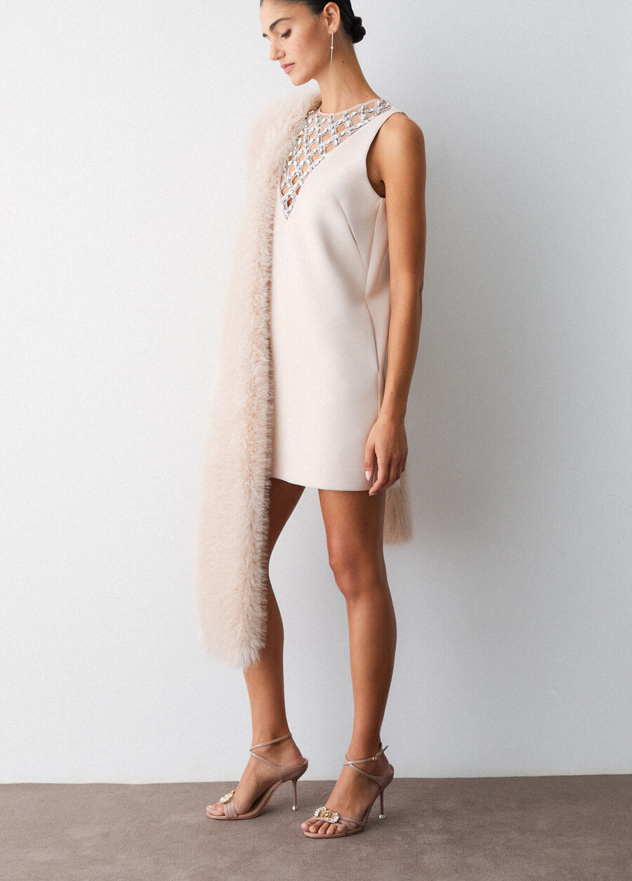short dress with bejewelled embellishment